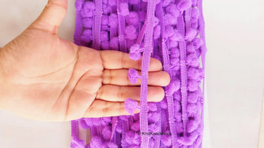 Purple Pom Pom Fringe Trim, Pompom Trimming, Tassels